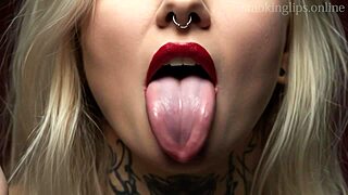 Devilish lipstick tempts with seductive monster smoking fetish