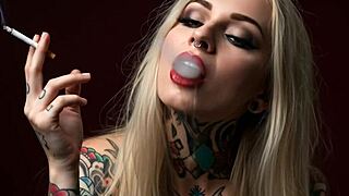 Devilish lipstick tempts with seductive monster smoking fetish