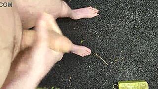 Heart racing from risky midday outdoor masturbation thrill