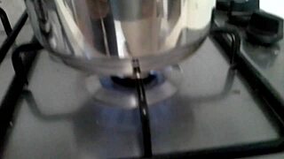 Hot Milk Enema and Whipping Punish the Chubby Patient Slut