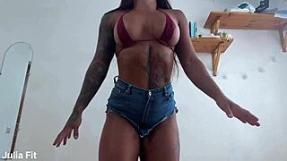 Athletic Latina's Shorts Rip from Brutal Anal Fisting but Tight Asshole Stays Intact