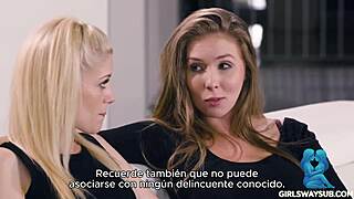 Latina milf seduces officer into squirting lesbian rimjob encounter