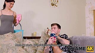 Maid teen asks if you'll dust off your cock too
