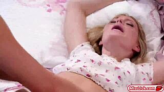 busty blonde milf facesits and toys eager young brunette