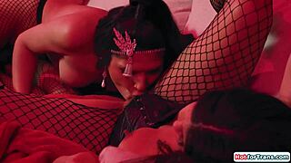 Busty shemale gets licked till cock throbs hard! 🍆💦