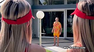 Blonde lifeguards devour this patient's throbbing cock at the party