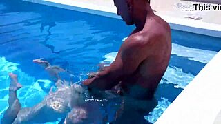 behind the scenes holiday pool fuck with busty blonde