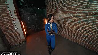 Horny brunette Lucy deepthroats then rides cock anally in Fallout cosplay VR pt 3!