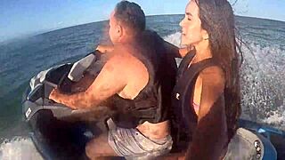 Brazilian big ass teen goes wild first time jet ski beach sex