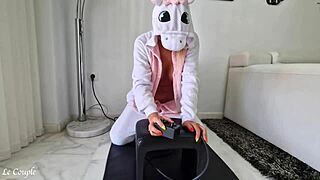milf rides sybian in unicorn costume