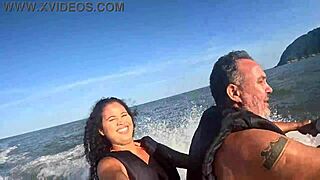Brazilian big ass teen goes wild first time jet ski beach sex