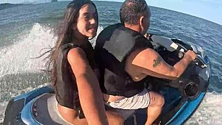 Brazilian big ass teen goes wild first time jet ski beach sex