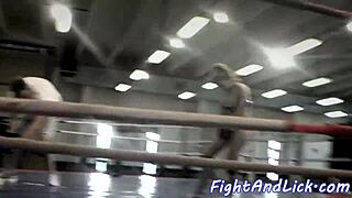 Muscular babes clash in steamy lesbian wrestling catfight