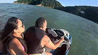 Brazilian big ass teen goes wild first time jet ski beach sex