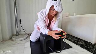 milf rides sybian in unicorn costume