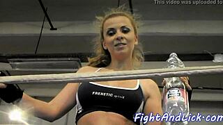 Muscular babes clash in steamy lesbian wrestling catfight