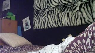 a horny shemale jerks her big cock to explosive close-up cumshot