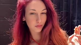 Italian Big Tits Milf Artemisia Smokes Outdoor