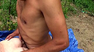 Old Glasses Lady Fucked Outdoors Ass Broken Doggystyle Cumshot