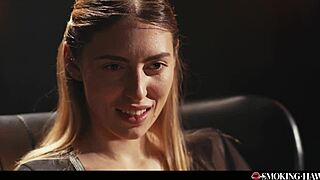 pov blonde babe smokes cig for steamy blowjob handjob