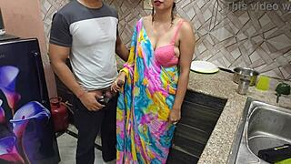indian housewife tempts in kitchen first time