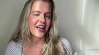 Blonde bombshell's big natural tits steal the backstage casting spotlight