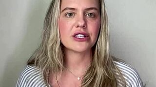 Blonde bombshell's big natural tits steal the backstage casting spotlight
