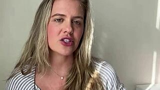 Blonde bombshell's big natural tits steal the backstage casting spotlight