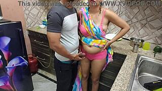indian housewife tempts in kitchen first time