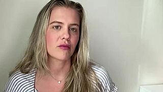Blonde bombshell's big natural tits steal the backstage casting spotlight