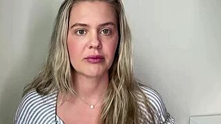 Blonde bombshell's big natural tits steal the backstage casting spotlight