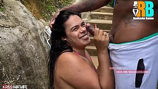 Latina wife bound and fucked outdoors by bbc