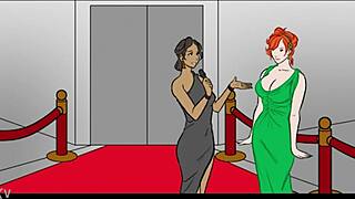 Giantess growth with breast expansion in animated comic