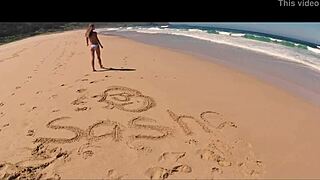 travel show model in bikini on spanish beach