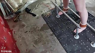 Bound in metal begging to cum
