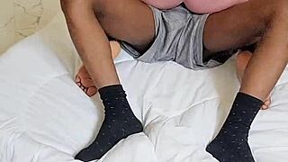Baddie came over in tight pants left with cum on her big ass