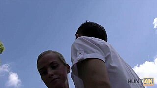 Young Couple Seeks Cash In Outdoor Pickup
