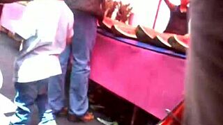 curvy milf in tight jeans walks down street