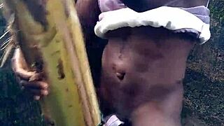 Sexy performance showing hard cum in the forest