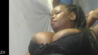 Deepthroat action makes her big natural tits bounce