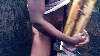 Sexy performance showing hard cum in the forest
