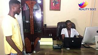 Office babe craves delivery boy's monster cock now!