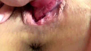 Close up view of licking her soft vagina