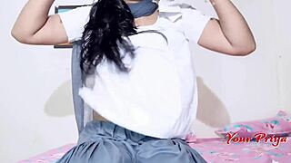 priya cute teen student masturbates until orgasm for teacher