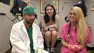 brunette nurse gets physical exam in florida