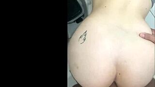 Latina teen bent over for bathroom creampie