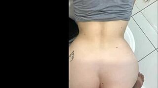 Latina teen bent over for bathroom creampie