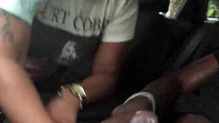ebony slut gives public blowjob in car