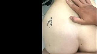 Latina teen bent over for bathroom creampie