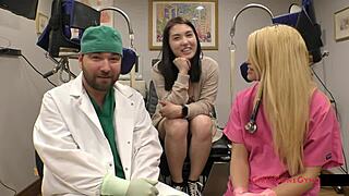 brunette nurse gets physical exam in florida